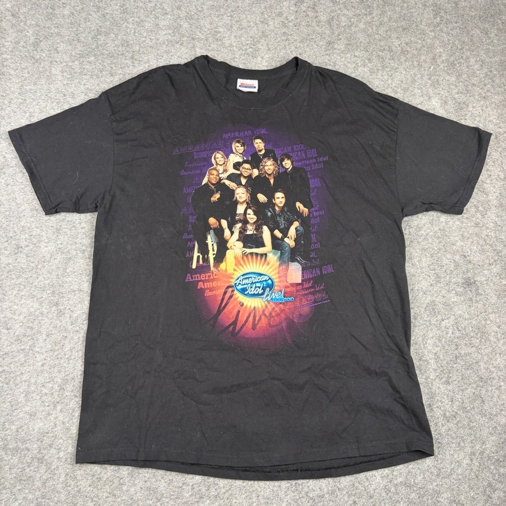 Hanes American Idol Live Tour 2010 T-Shirt Mens XL Black Concert Graphic Tee